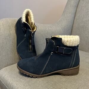 Sporto dark navy leather boot size 6 faux fur lined